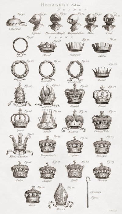 Crowns, Coronets and Helmets by Unbekannt Unbekannt
